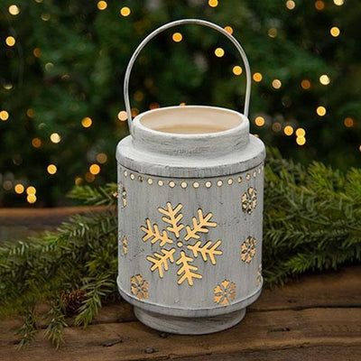 Cpttage Chic Snow Metal Snow Flurry Lantern