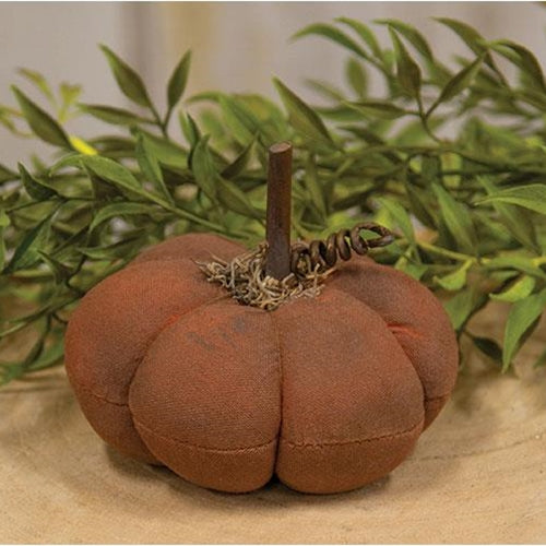 💙 Orange DIstressed Fabric Pumpkin 3.5" H