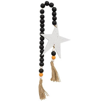 Black Orange & White Bead Garland with Star Accent