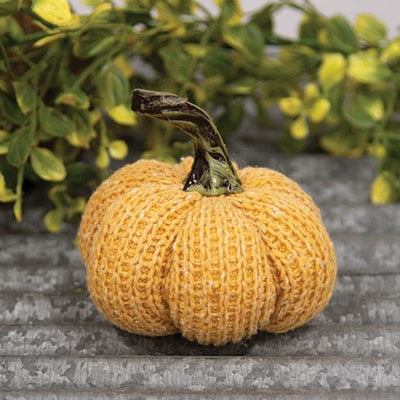 Orange Knit Pumpkin Small 3.5" H