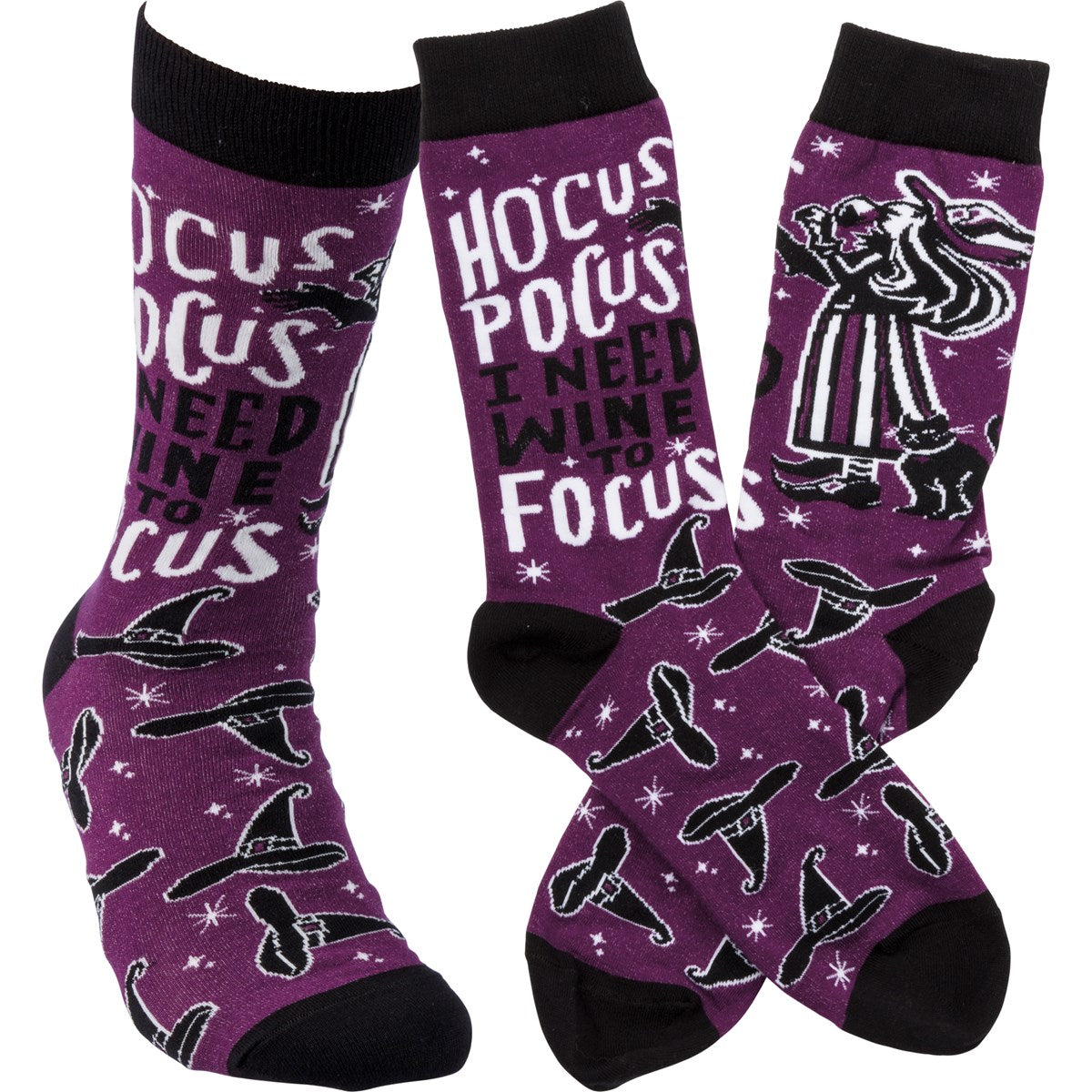 Hocus Pocus I Need Wine To Focus Fun Socks