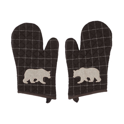 Set of 2 Wyatt Cabin Bear Oven Mitt Potholders