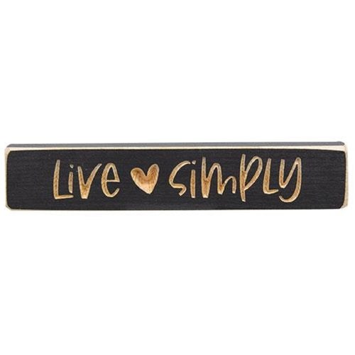 Live Simply 9" Engraved Wooden Block Sign