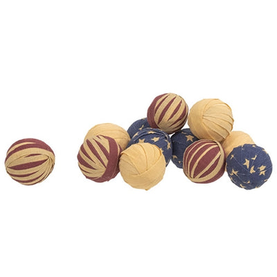 Set of 12 Americana Decorative Rag Balls