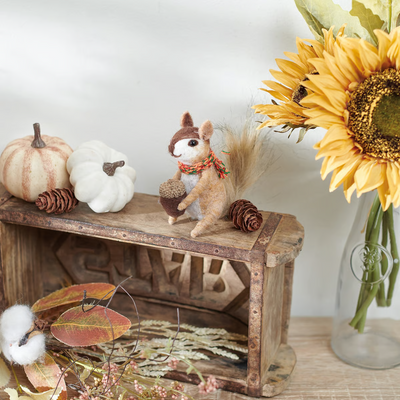 DAY 2 ✨ 14 Days of Felted Cheer ✨ Squirrel With Scarf Felt Critter