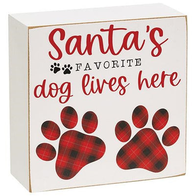 Set of 2 Santa's Favorite Dog 5" Wooden Box Sign