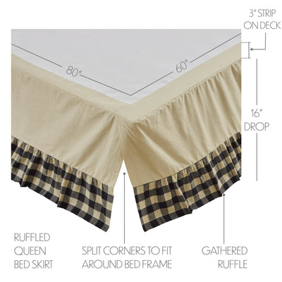 My Country Ruffled Navy Khaki Queen Bed Skirt