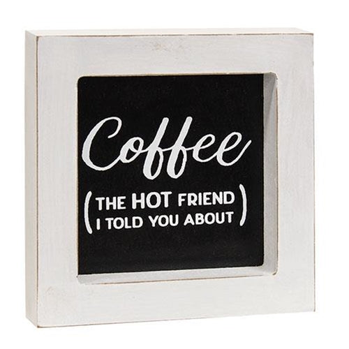 Set of 4 Coffee Themed Mini Framed Signs in Black and White