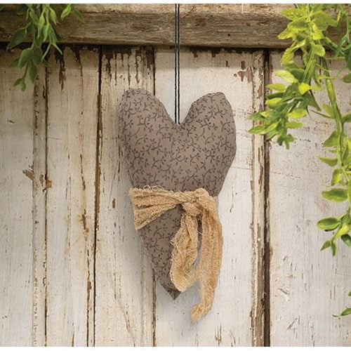 Primitive Stuffed Floral Heart Ornament