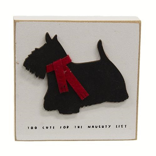 Too Cute for the Naughty List Dog 4" Small Christmas Block