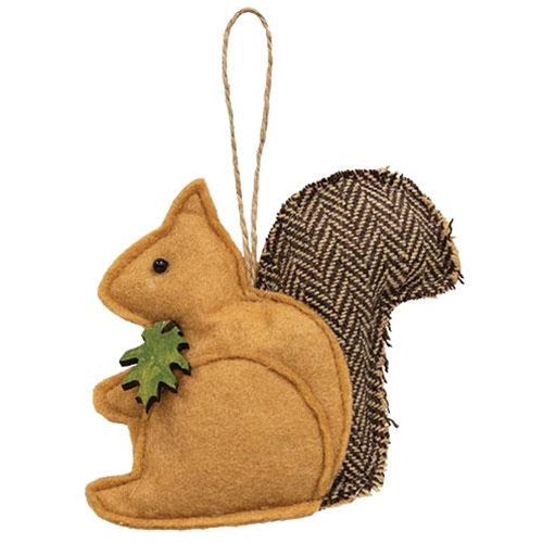 Squirrel with Leaf Felt Ornament