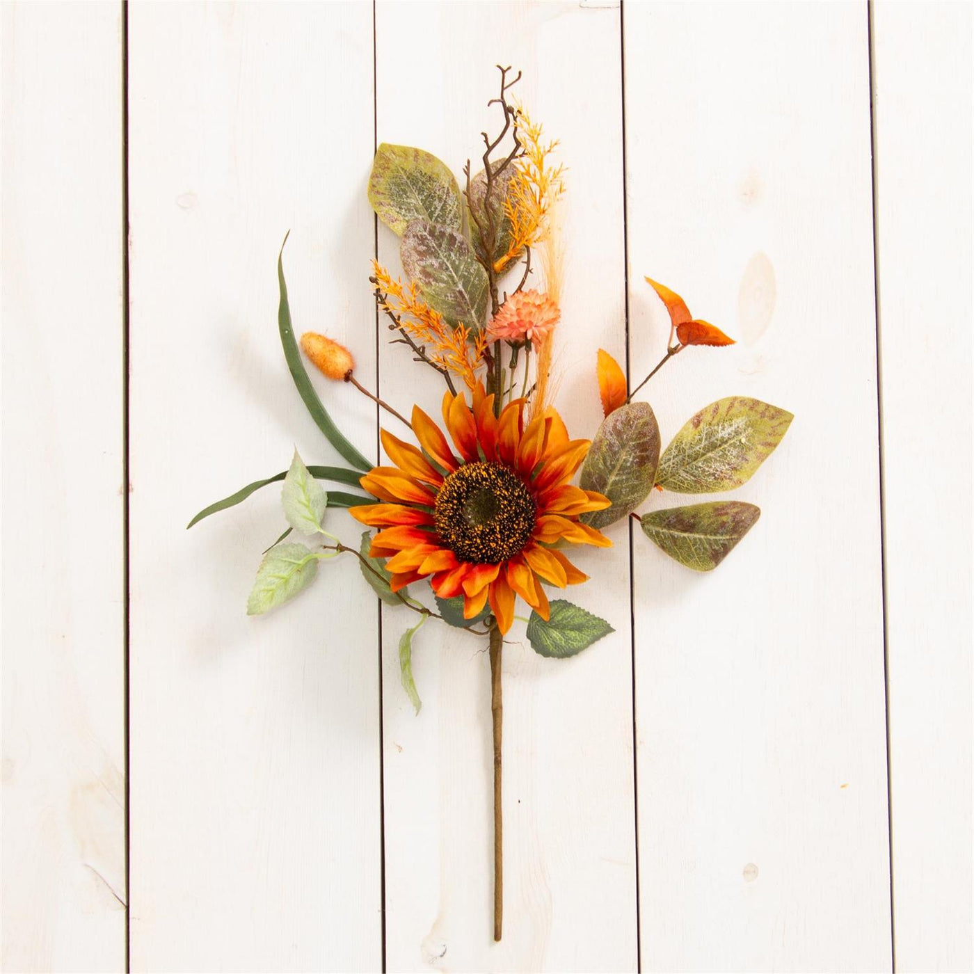 Sunflower And Foliage 20" Faux Floral Stem