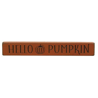 Hello Pumpkin 12" Engraved Wooden Block Sign