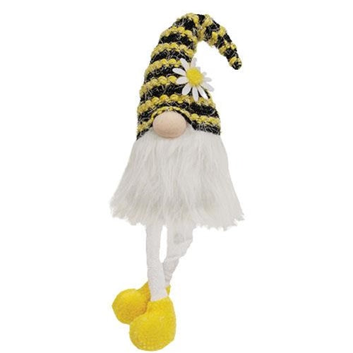 Fuzzy Bee Striped Dangle Leg Gnome