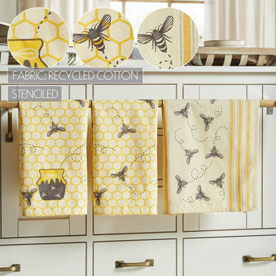 Set of 3 Buzzy Bees Honeypot Tea Towels