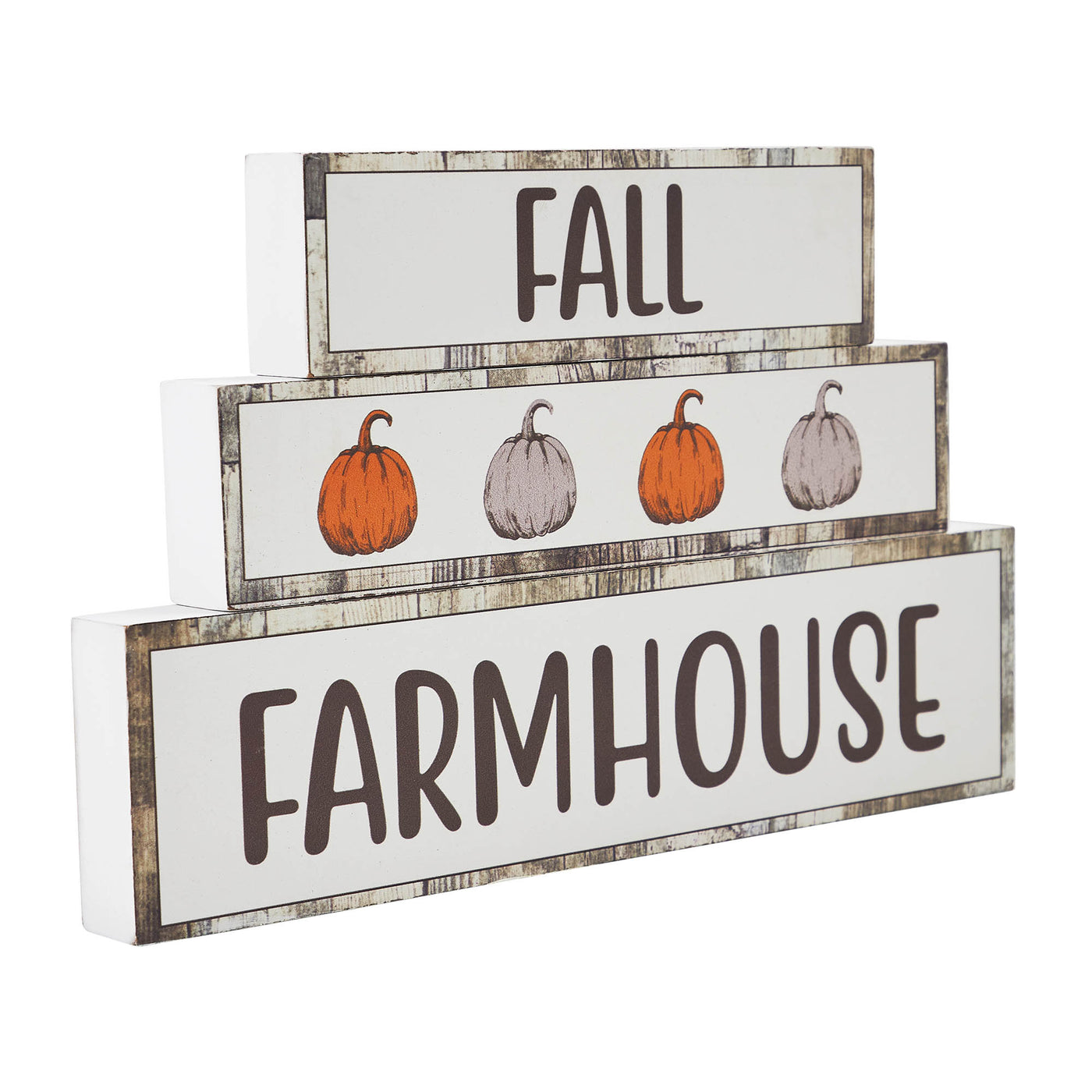 Fall Farmhouse Pumpkins Block Sign