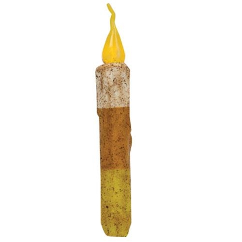 💙 Candy Corn Grungy 6" Timer Taper Candle