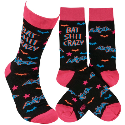 Bat Crazy Neon Fun Halloween Novelty Socks