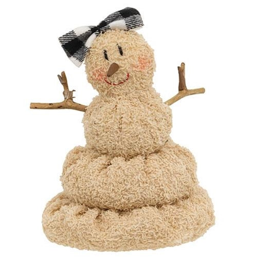 Miss Melting Snowman with Bow Fabric Figure