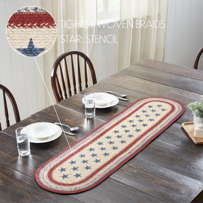 Americana Stars and Stripes 48" Jute Oval Runner