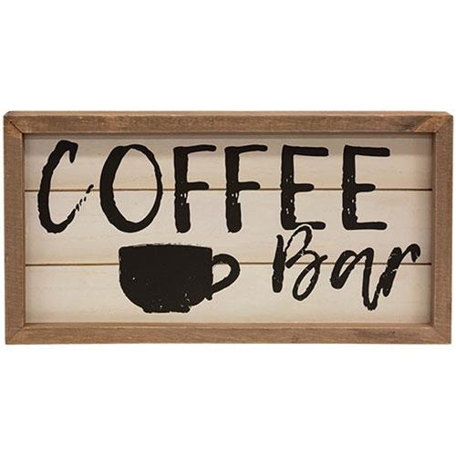 Coffee Bar Shiplap Look 19" Framed Sign