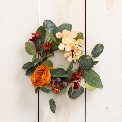 Fall Hues 12" Faux Small Floral Wreath