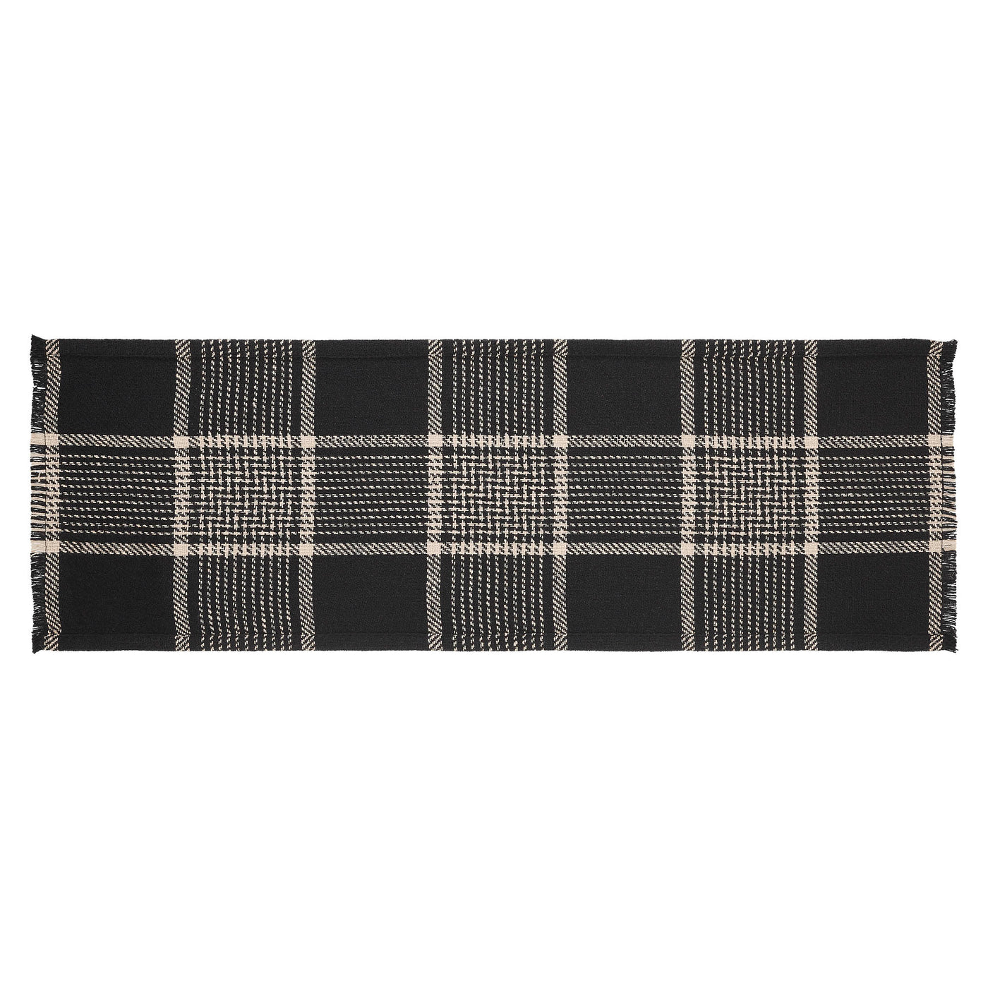 Eston Black Tan Plaid Runner 12" x 36"