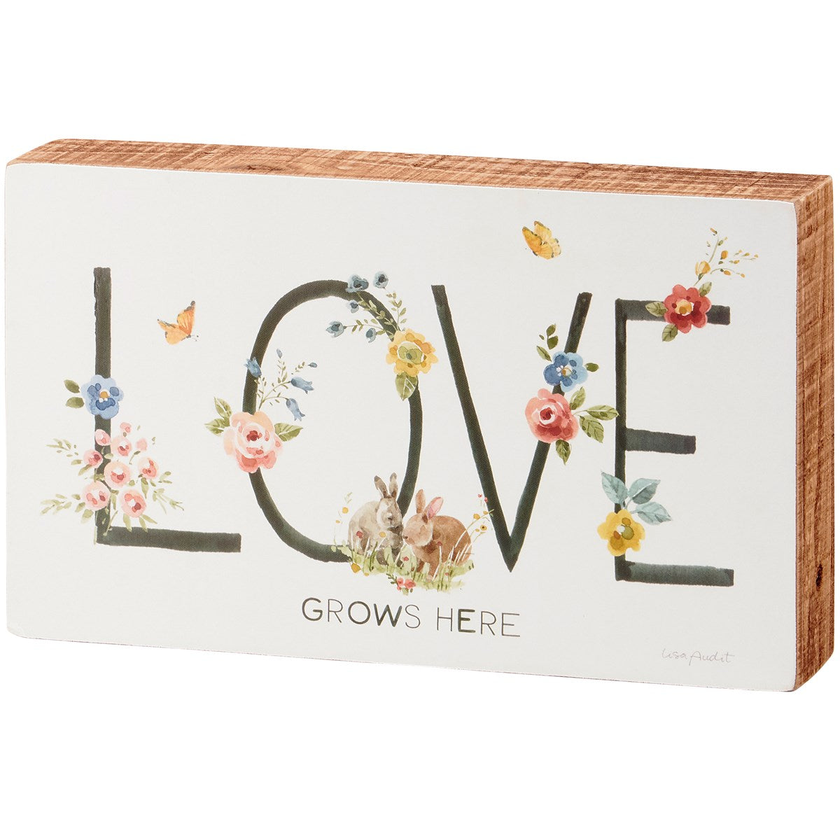 Love Grows Here Floral Box Sign