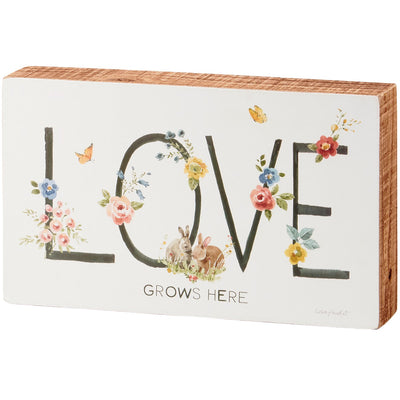 Love Grows Here Floral Box Sign