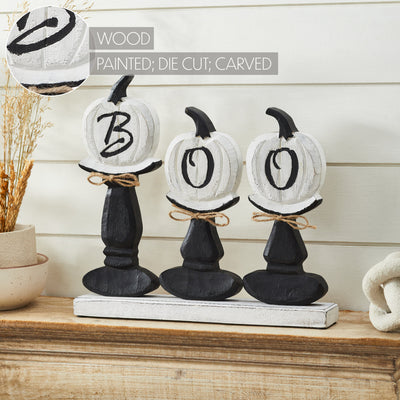 BOO Pumpkins Wooden Tabletop Halloween Decor