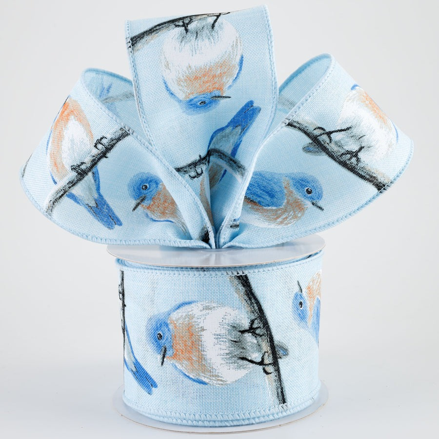 Chubby Blue & Orange Birds Ribbon 2.5