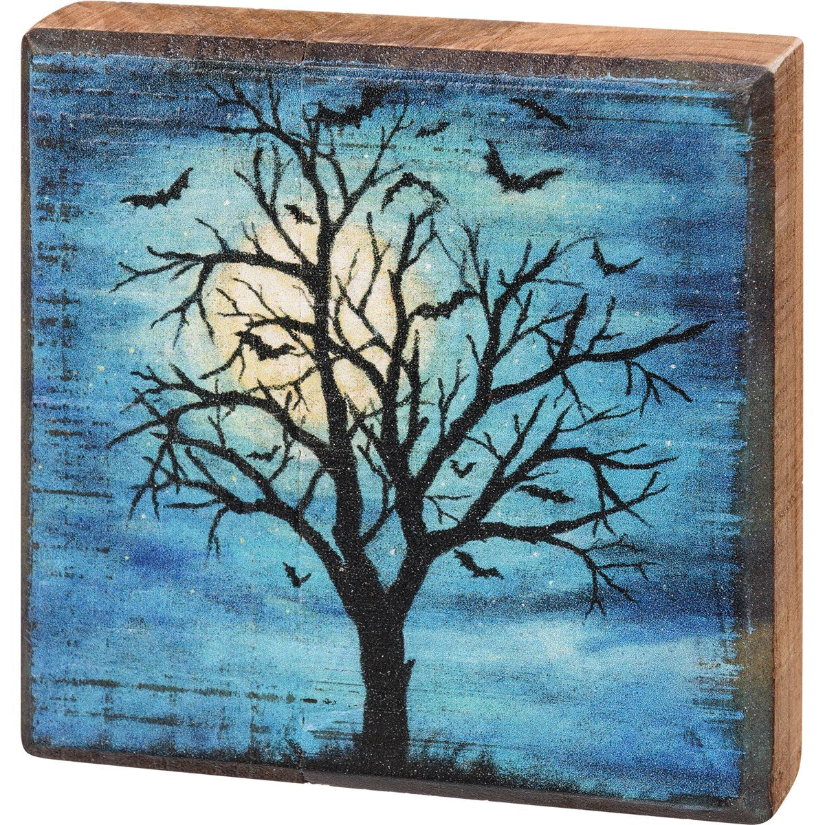 Haunted Tree 4" Small Wooden Block Sign