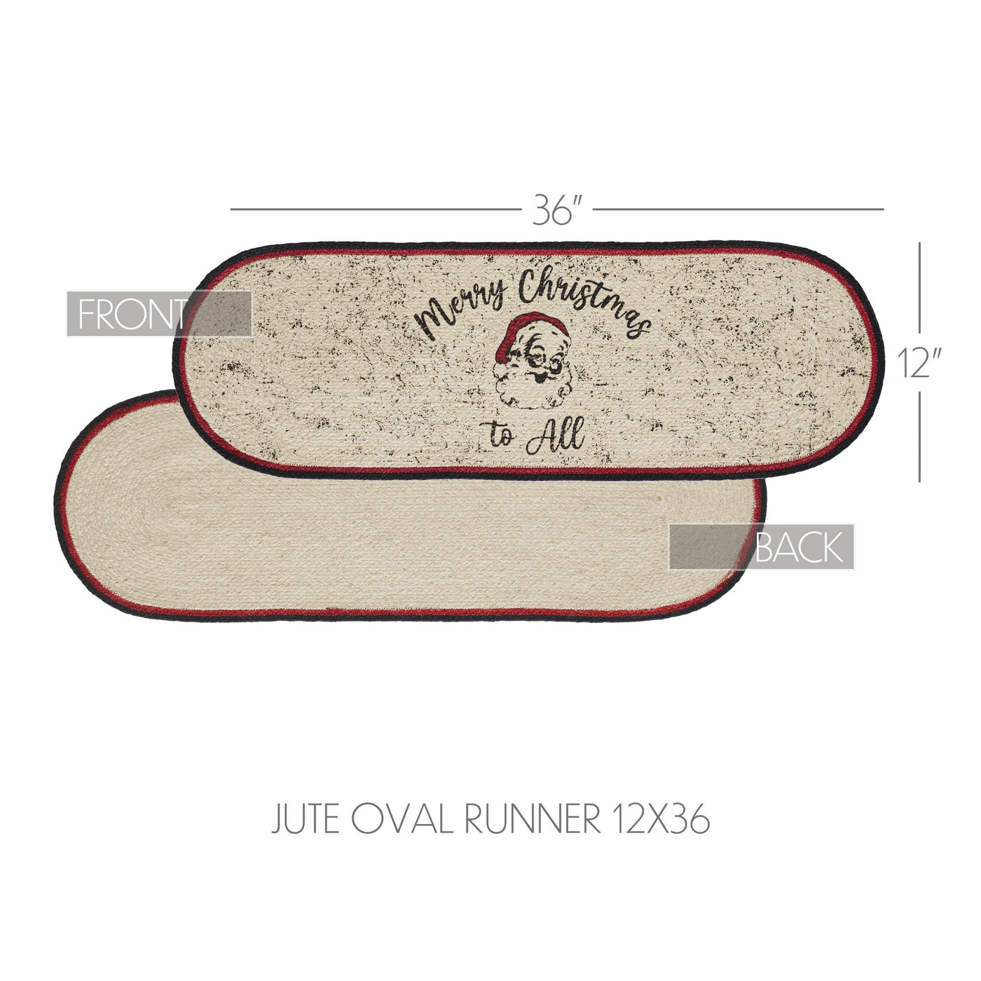 Jolly Ole Santa Jute Oval 36" Table Runner