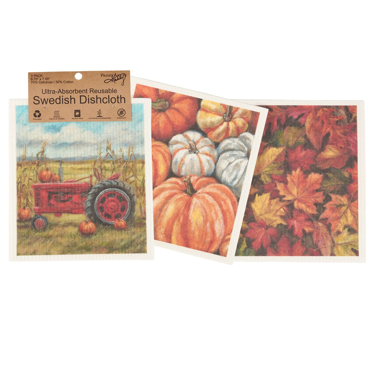 🎄💙 Set of 3 Fall Farm Swedish Dishcloth Set