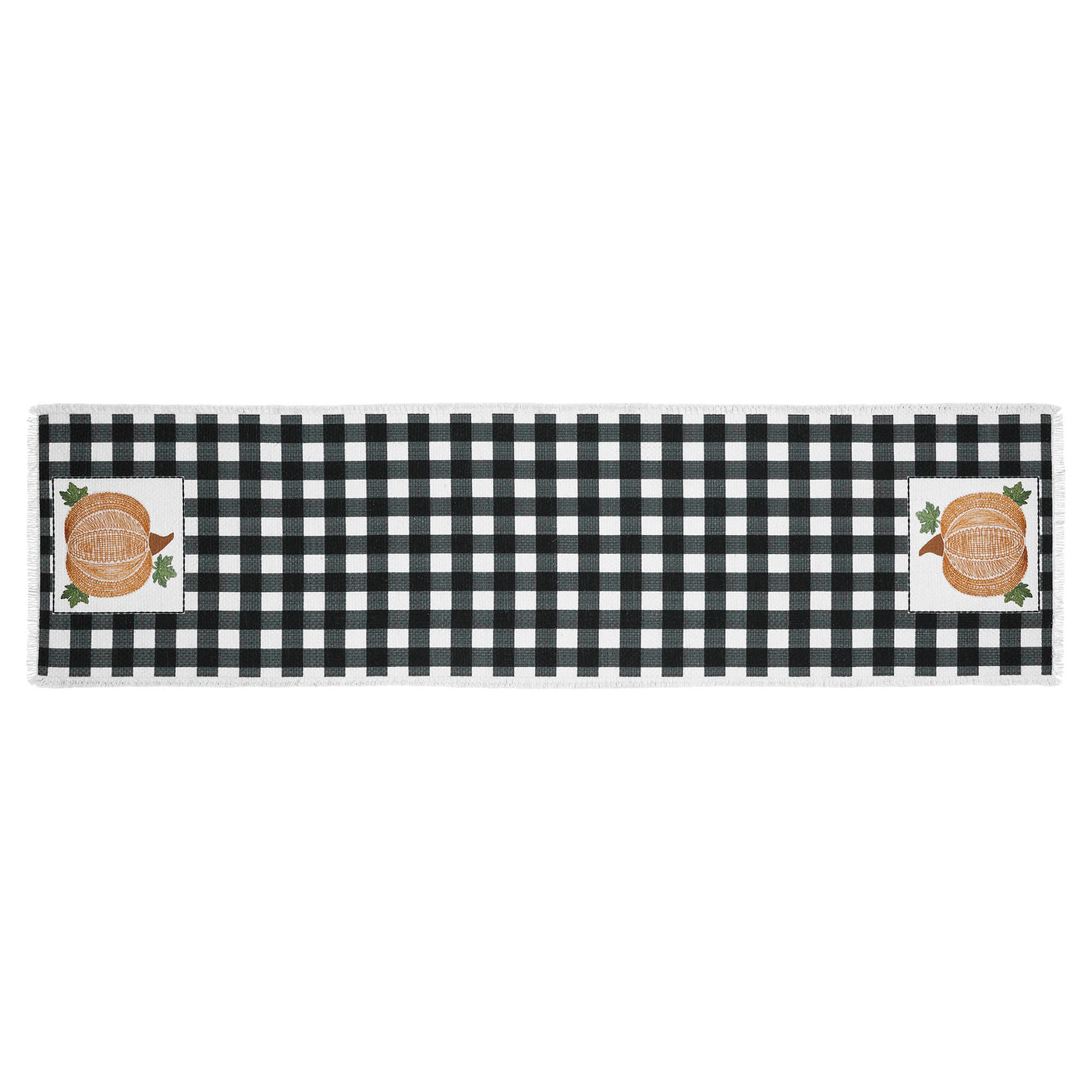 Annie Black Check Pumpkin 48" Table Runner