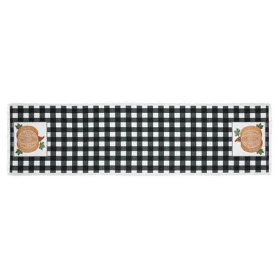 Annie Black Check Pumpkin 48" Table Runner