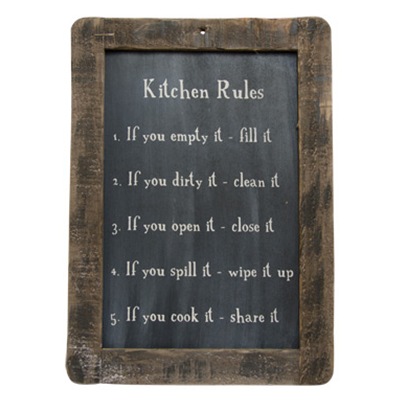 Kitchen Rules Blackboard Style 12" H Sign