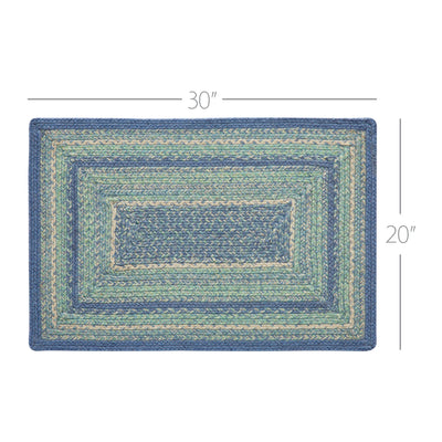 Jolie Jute Blue Shades Rectangular Rug With Pad 20" x 30"