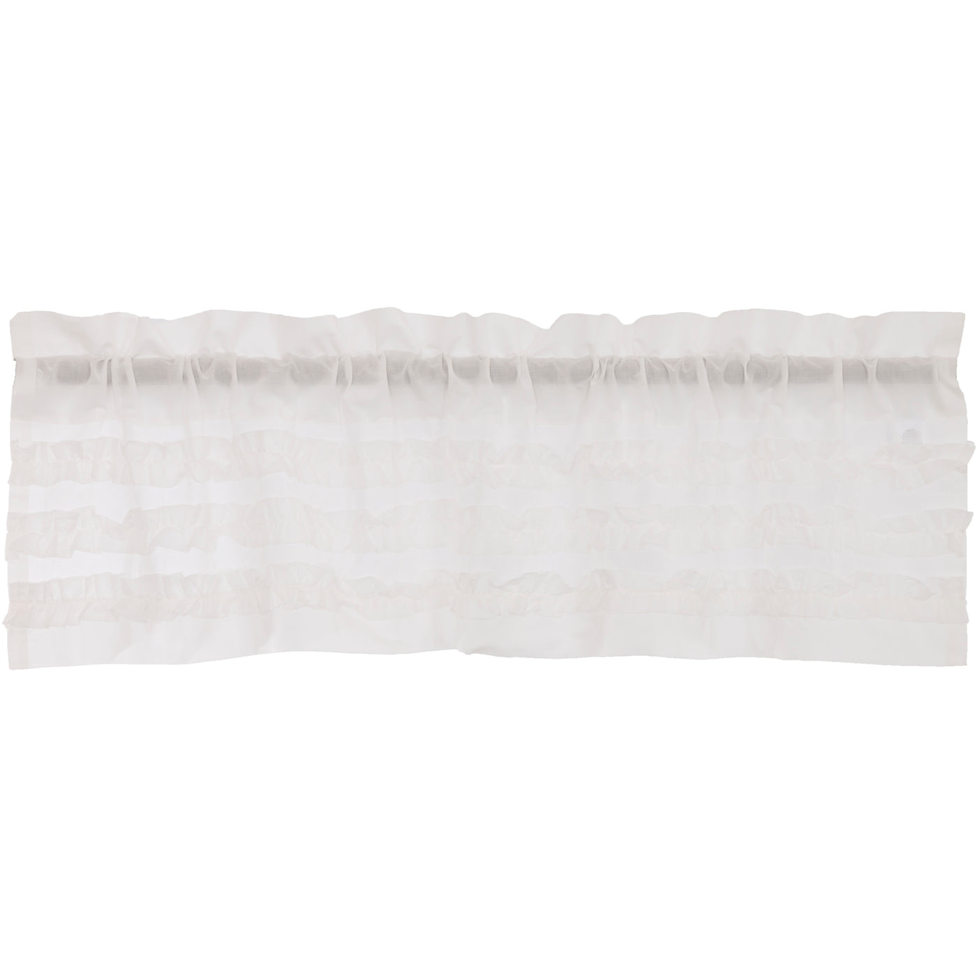 💙 White Ruffled Sheer Petticoat Valance Curtain 16" x 60"