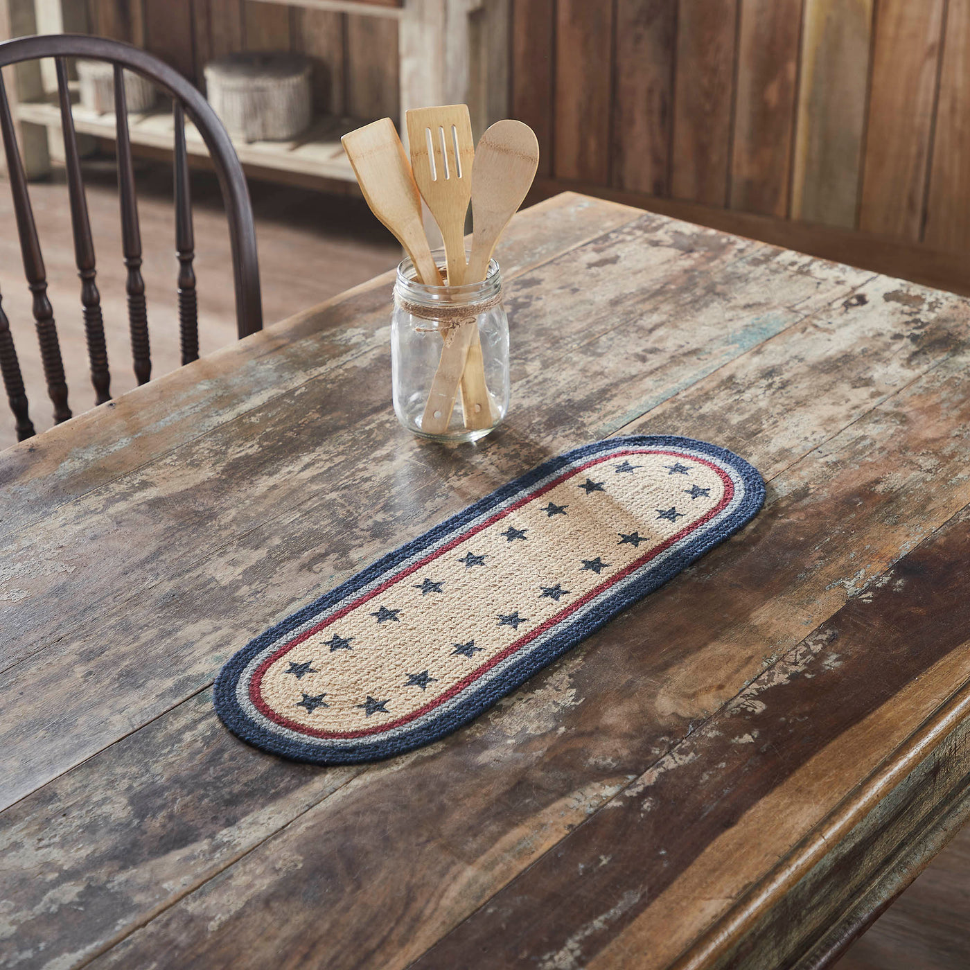 Americana Stars and Stripes Oval 24" Table Runner