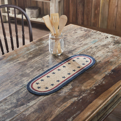 Americana Stars and Stripes Oval 24" Table Runner