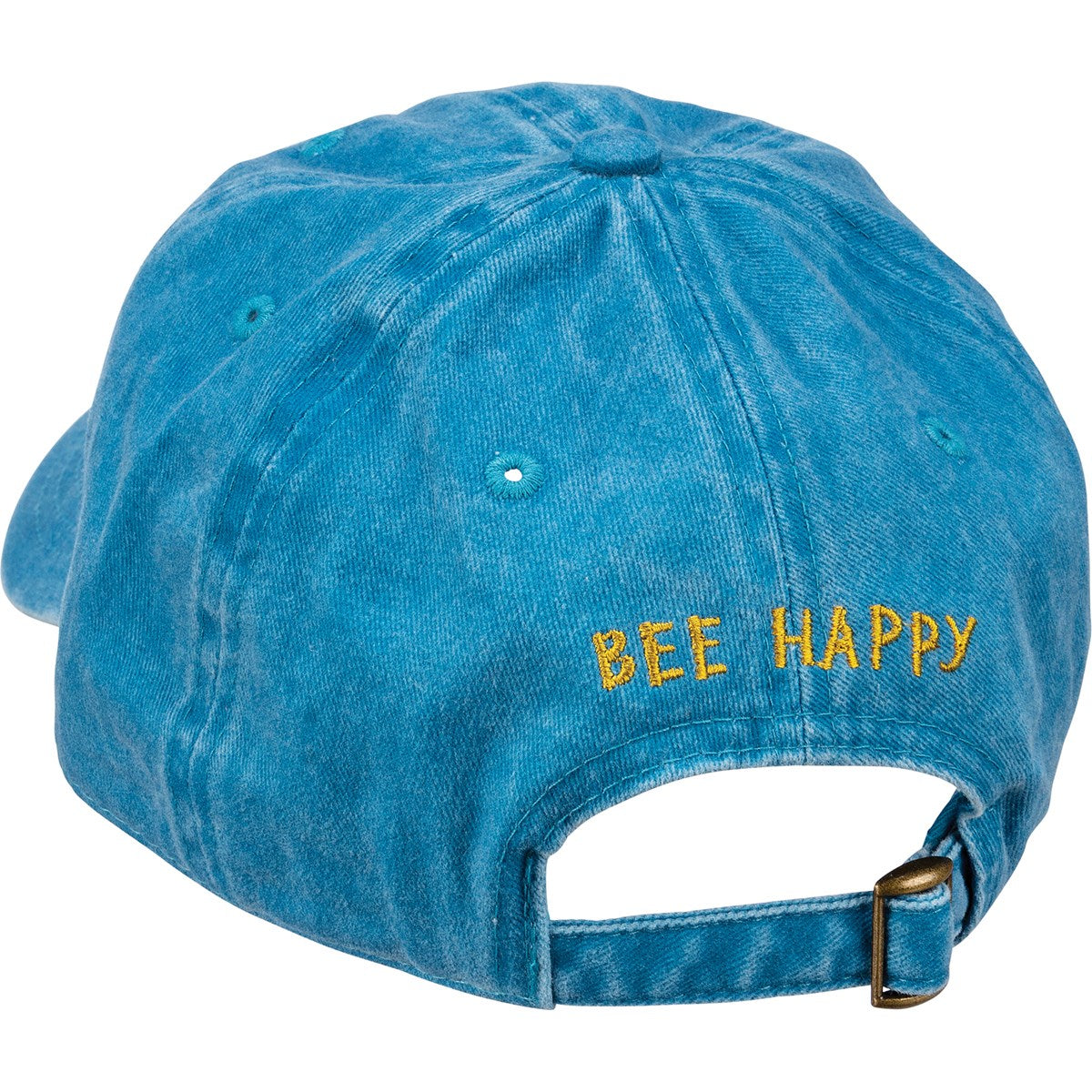 Bee Happy Floral Blue Baseball Cap