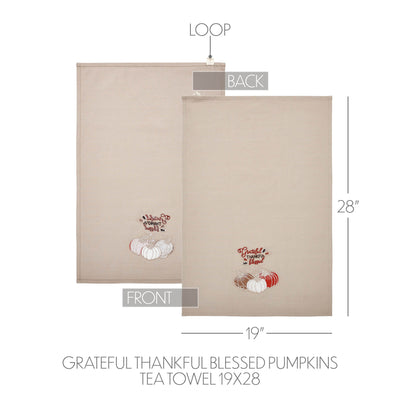 Grateful Thankful Blessed Pumpkins Tea Towel