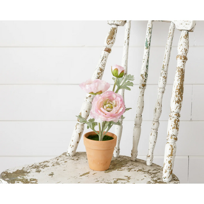 Pink Ranunculus 11" Faux Potted Plant