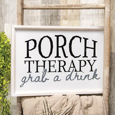 Porch Therapy Grab A Drink 17.5" White Framed Sign
