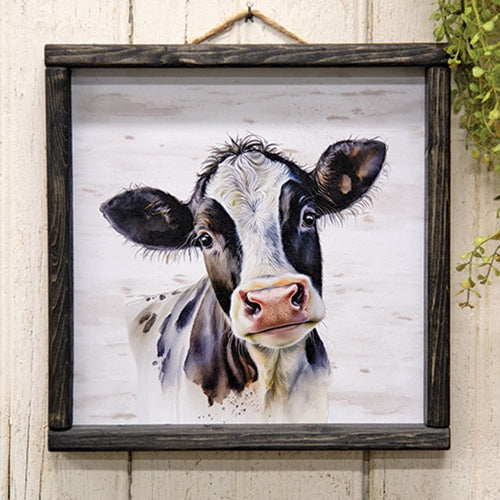 🐄🚜 20 DAYS OF FARM LIFE Happy Cow Black and White Portrait 12" Framed Print