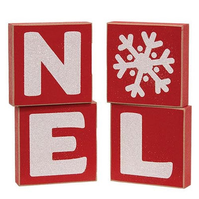 💵 $5.00 FRIDAY DEAL Set of 4 Sparkle NOEL 3" Word Christmas Blocks