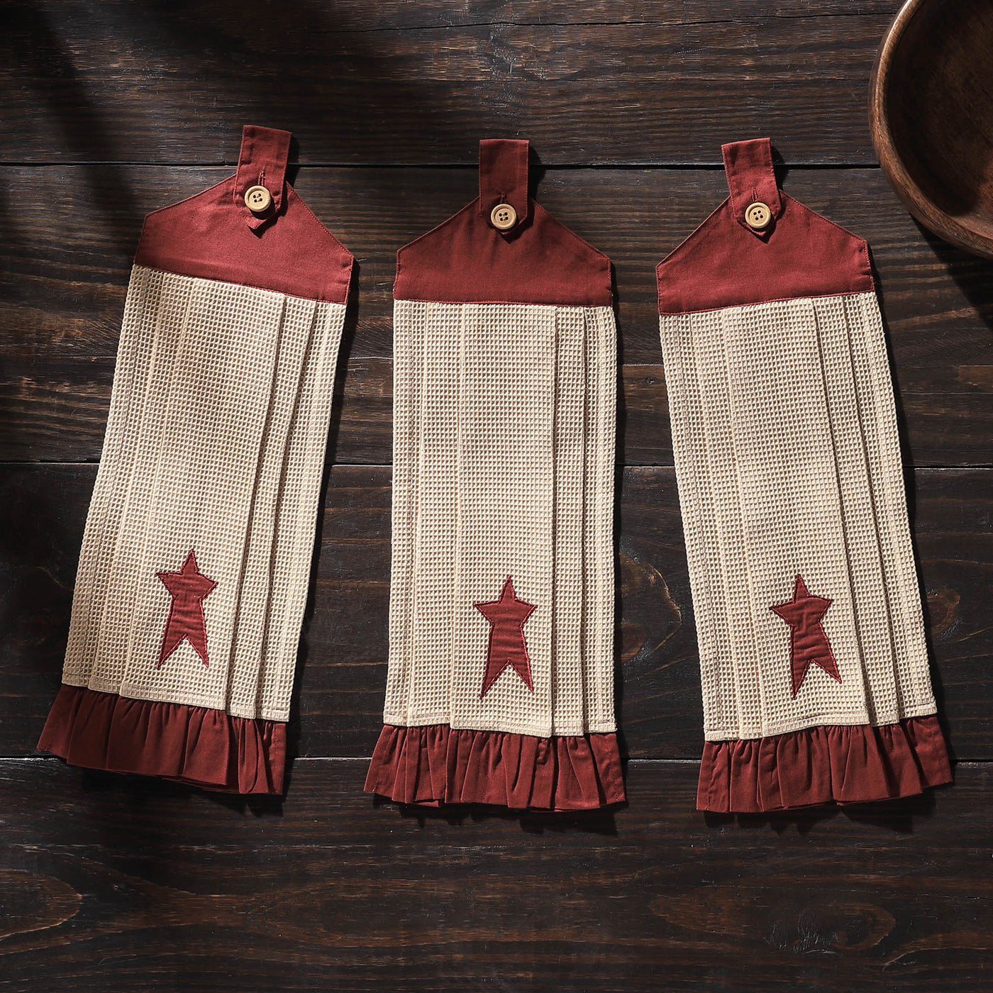 Set of 3 Connell Button Loop Tea Towels