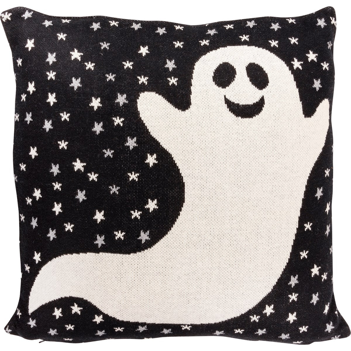 DAY 5 🎃 25 Days of SUMMERWEEN Ghost and Stars 18" Machine Knit Accent Halloween Pillow