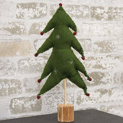 Felted Christmas Tree with Red Balls 14.25" H